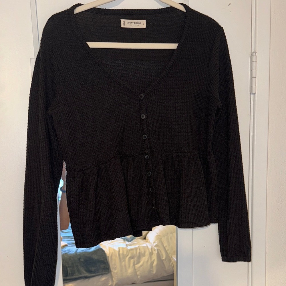 Lucky Brand Black Knit Babydoll Shirt